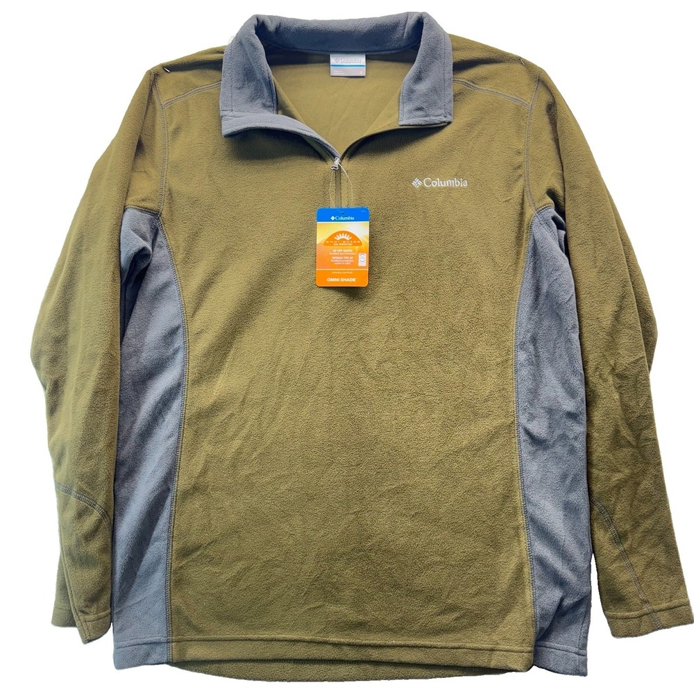 Columbia Men's Small Klamath Range II Half Zip Fleece Pullover Green Gray